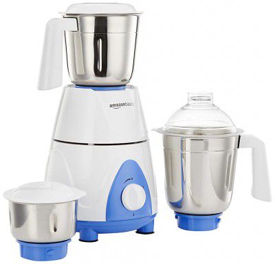 AmazonBasics Premium 750-Watt Mixer Grinder with 3 Jars,White and Blue