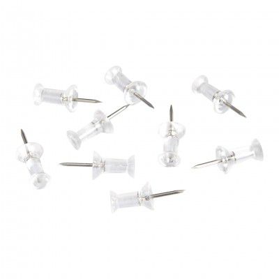 AmazonBasics Push Pins Tacks, Clear Plastic Head, Steel Point, 200-Pack