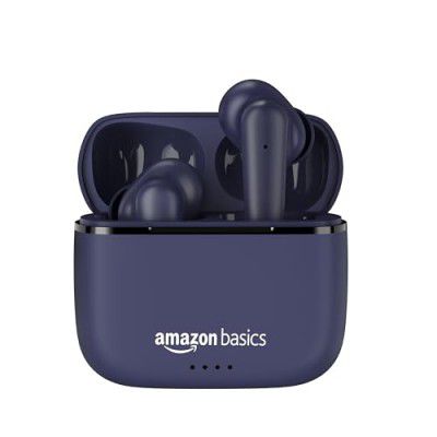 AmazonBasics True Wireless in-Ear Earbuds with Mic, Touch Control, IPX5 Water-Resistance,Bluetooth 5.0, Up to 80 Hours Play Time, Voice Assistance&Fast Charging (Blue)