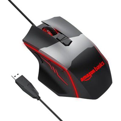 AmazonBasics USB Wired Ergonomic Gaming Mouse with 7 Programmable Keys | 6400 Dpi