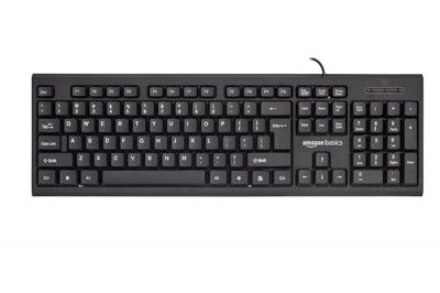 AmazonBasics Wired Multimedia Keyboard with 107 Keys, USB 2.0 Interface