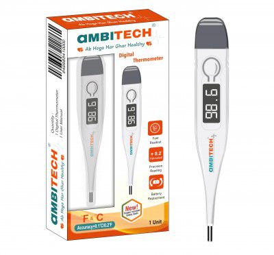 AmbiTech PHX-01 Digital Thermometer with One Touch Operation For Child and Adult Oral or Underarm Use