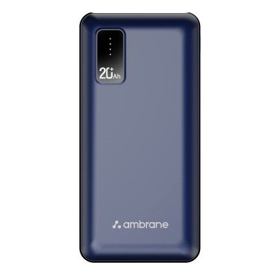 Ambrane 20000mAh Power Bank with 10.5W Fast Charging, Dual USB Output + Free Type-C Cable (Capsule 20, Blue)