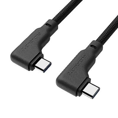 Ambrane 60W Type C to Type C Fast Charging Cable, L Shape, PD Technology, 480Mbps Data Sync for Smartphones, Laptops (ABTTLS-12 Black)