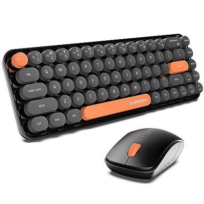 Ambrane Combo of Wireless Keyboard with Mouse Retro Typewriter Inspired