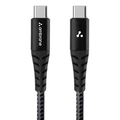 Ambrane Fast 100W Output Cable with Type-C to Type-C for Mobile, Laptop, Macbook & Table Charging,Braided Cable, 1.5m Length (ABCC-100, Black-Grey)