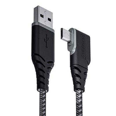 Ambrane Micro USB Cable, 3A Fast Charging, L Shape for Easy Holding, 480mbps Data Transmission, 1.25m