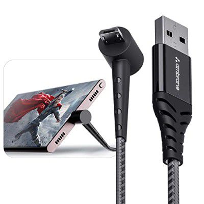 Ambrane Micro USB Standing Cable, 3A Fast Charging - 1.5m (ABSM-15 Black)