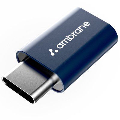 Ambrane Type-C to Micro USB OTG Adapter for 3A Fast Charging and Data Sync- Compatible with All Type-C Enabled Devices Blue