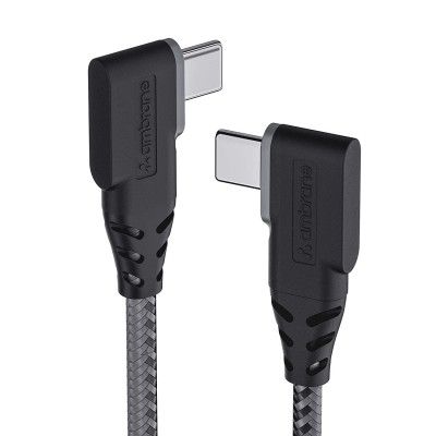 Ambrane Type C to Type C, 60W / 3A Fast Charging, L Shape for Easy Holding, PD Technology, 480Mbps Data Sync Cable for Smartphones, Tablets, Laptops & Other Type C Devices, 1.25m (ABLTT-125 Black)