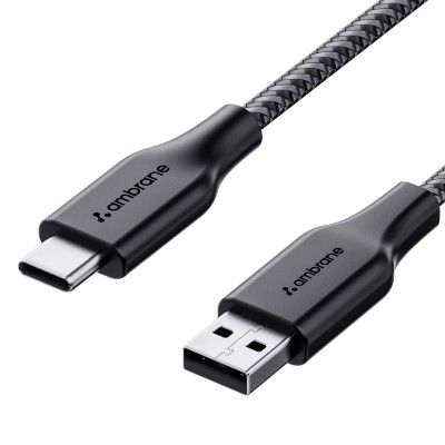 Ambrane Unbreakable 60W / 3A Fast Charging 1.5m Braided Type C Cable (RCT15A, Black)