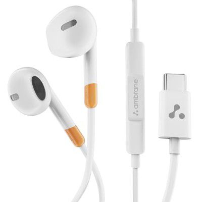 Ambrane Wired Type C in Ear Earphones with in-line Mic for Clear Calling