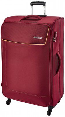 American Tourister Jamaica 80 Cms Large Check-in Polyester Soft Sided 4 Spinner Wheels Luggage (Wine Red)