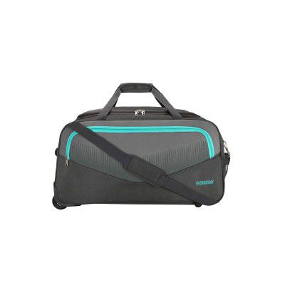 American Tourister Ohio Polyester 55 Cms Wheel Travel Duffle Bag (Grey), W-27 CM