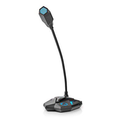 Amigo Nedis Gooseneck Gaming Microphone | with Mute Button | 1.5 mm USB Cable | Compatible with Desktop, PC, Laptop, Mac & PS4 (Black/Grey)