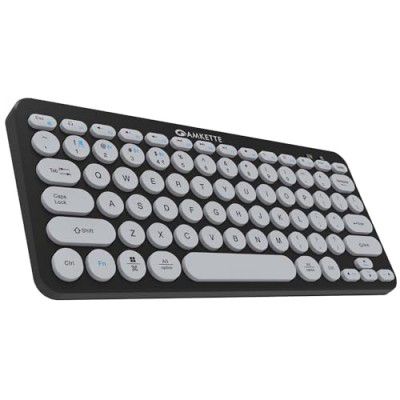 Amkette Optimus Bluetooth 4 in 1 Keyboard with 3 Bluetooth Devices and 1 USB Device Connectivity, Compact & Portable Size with On/Off Switch, Silent Keystrokes, Direct Multimedia Keys