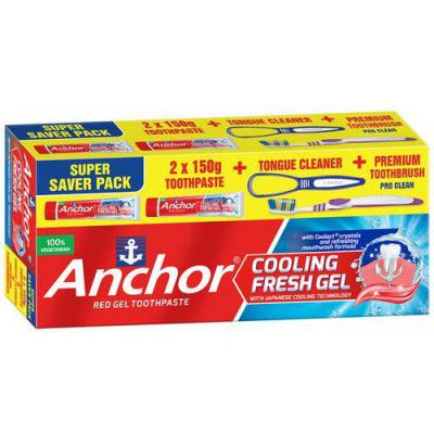 Anchor Cooling Fresh Gel Toothpaste Kit, 150 g (Pack of 2)