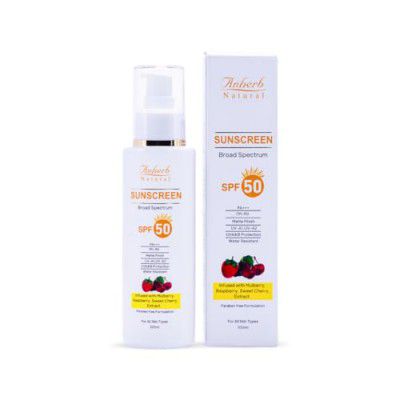 Anherb Natural SPF 50 Sunscreen Lotion | UVA + UVB Protection| Broad Spectrum PA+++ Sunscreen | Infused With Mulberry + Rasberry + Sweet Cherry | For Men & Women | All Skin Types | 100ml x Pack Of 1