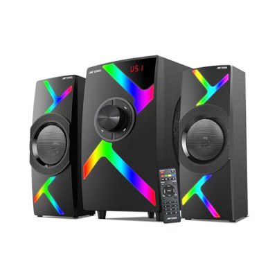 Ant Esports GS80,80W 2.1 Channel Bluetooth Multimedia RGB Speaker with Subwoofer Satellite Speaker – Gun Black