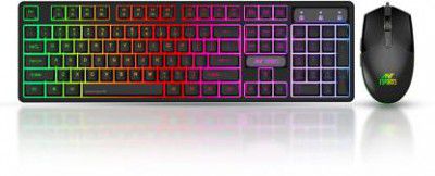 Ant Esports KM1600, Wired Backlit Rainbow LED Keyboard & 3200 DPI Gaming Mouse Combo Set