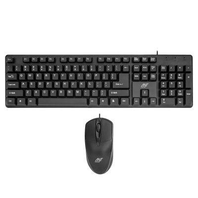 Ant Value FKBRI02 / Spill-Resistant, Silent Keys, DPI Mouse & KB Combo Wired Desktop KB, USB Keyboard Mouse Set (Black)