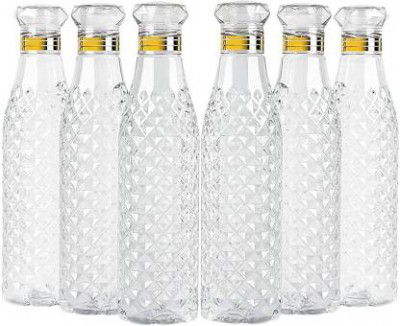 Anzal Crystal Clear Water Bottle for Fridge Unbreakable 1000 ml Bottle 1000 ml Bottle  (Pack of 6, Clear, Plastic)