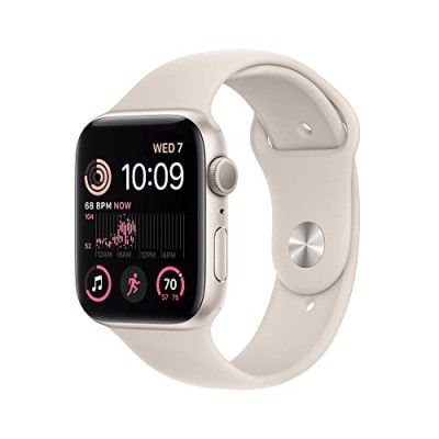 Apple Watch SE (2nd Gen) [GPS 44 mm] Smart Watch w/Starlight Aluminium Case & Starllight Sport Band