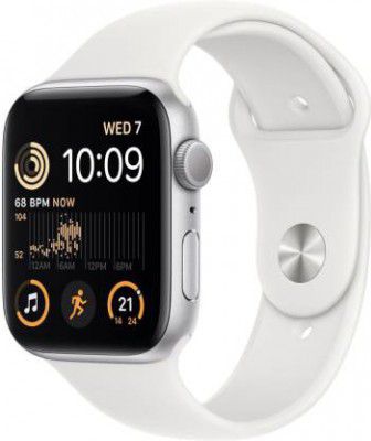 Apple Watch SE GPS (2nd Gen) Heart Rate Monitor, Crash Detection, Sleep Tracking  (White Strap, 44mm)