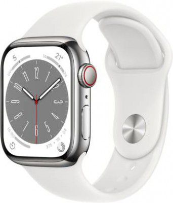 APPLE Watch Series 8, 41mm GPS + Cellular ECG app, Temperature sensor, Crash Detection (White Strap, Regular)