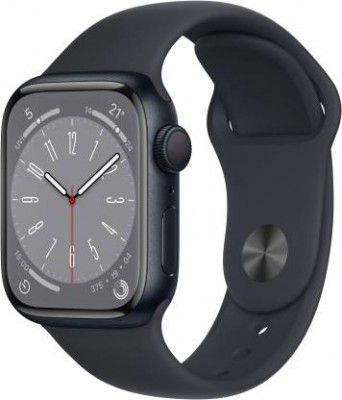 APPLE Watch Series 8, 41mm GPS ECG app, Temperature sensor, IPX6, Fall/Crash Detection (Midnight Strap, Regular)