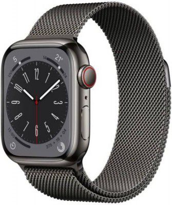 Apple Watch Series 8 GPS + Cellular with ECG app, Temperature sensor, Crash Detection (Graphite Milanese Strap, Regular)