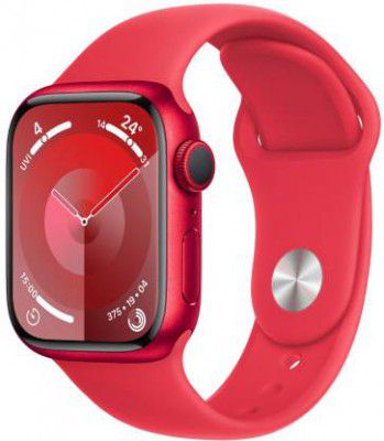 Apple Watch Series 9 GPS 41mm RED Case & RED Sport Band - M/L  (Red Strap, Free Size)