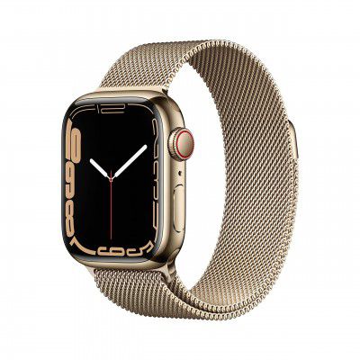 Apple Watch Series 7 (GPS + Cellular, 41mm) - Gold Stainless Steel Case with Gold Milanese Loop