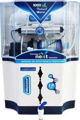 Aquagrand SkyLand 18 Ltr RO + UV + UF + TDS Water Purifier 18 L RO + UV + UF + TDS Water Purifier  (White, Blue)