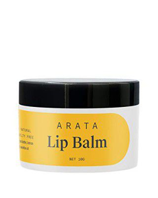 Arata Natural Lip balm (10 gm) for dry, chapped lips with Intense Moisturizing || Power of Cardamom oil || Cocoa & Mango butter