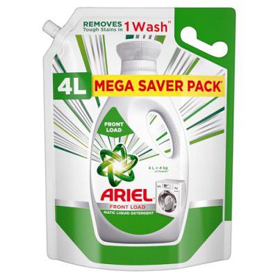 Ariel Front Load Liquid Detergent, 4 Ltr, Removes Tough Stains, Specially designed for Front Load Washing Machine