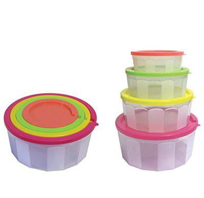 Aristo Houseware Diamond Plastic Storage Container 4 Pcs Set, Transparent Clear, Multi