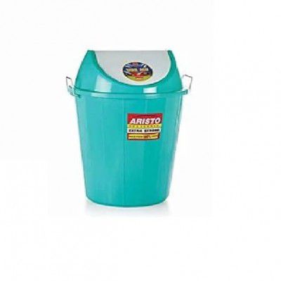 ARISTO Swing Lid Garbage Waste Dustbin with Metal Coated Side Handle (25 LTR, Green)