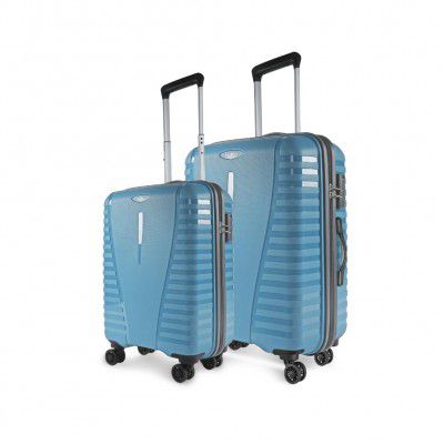 Aristocrat Air Pro Set of 2 Polypropylene Hard Luggage (55cm and 66cm) | Cabin and Medium Check-in Luggage | Secured Combination Lock | Cross Teal | Unisex