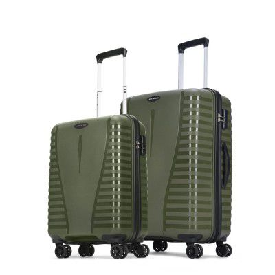 Aristocrat Airpro 2 Pc Set Cabin 55cm(Small) Check-in 66cm(Medium) Check-in 8 Wheels Trolley Bags for Travel Hard Case Luggage, Lightweight Bag, with Combination Lock & 7 Years Warranty (Green)