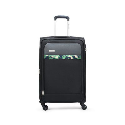 Aristocrat Commander 69Cms Premium Polyester with PVC Coating Soft Sided Check-in 4 Wheels Medium Black Suitcase