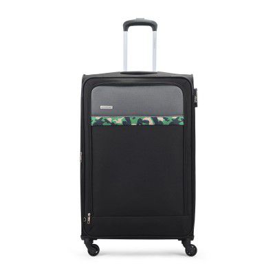 Aristocrat Commander 79Cms Premium Polyester PVC Coating Soft Sided Check-in 4 Wheels Large Black Spinner Suitcase