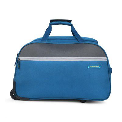 Aristocrat Enigma 52 Cm Polyester Softsided Cabin Size 2 Wheels Carry On Luggage Duffle Trolley Wheels - Blue, 28 Cm