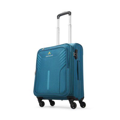 Aristocrat Skyway Cabin Size Soft Luggage (55 cm) | Spacious Polyester Trolley with 4 Wheels and Combination Lock | Dazzling Teal Blue