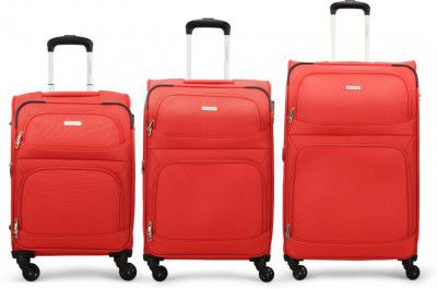 ARISTOCRAT  Soft Body Set of 3 Luggage 4 Wheels - TRIGON 4W EXP STROLLY 56+68+80 RED - Red