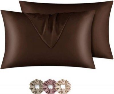 ARMOXA Self Design Pillows Cover  (Pack of 2, 45 cm*72 cm, Brown)