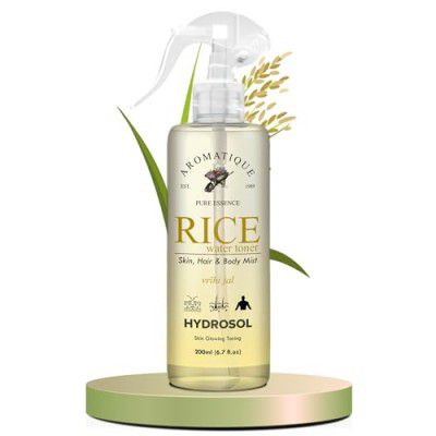 Aromatique Rice Water Toner/Mist Spray/Hydrosol - Hydrating, Nourishing Skin & Hair Care - Brightens, Revitalizes, Softens - 200ML