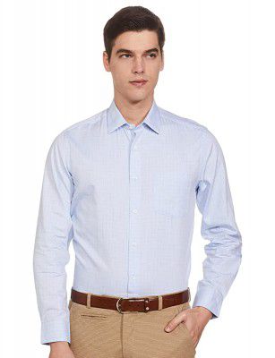 Arrow Mens Slim Light Blue Checked Shirt