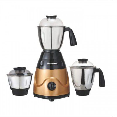 ARSOMAA Metalo Mixer Grinder Power Pro 750-Watt - Mixer Grinder with 3 Jars, Stainless Steel Blades - Golden Color