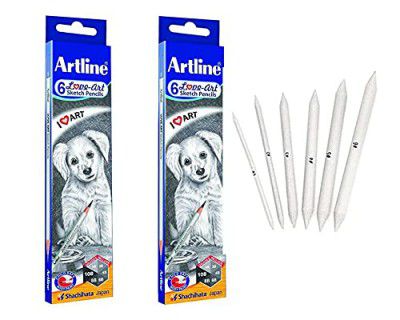 Artline 6 LOVE PENCILS (PACK OF 2) - 12 PENCILS and Blending/Smudging Stumps Set of 6 (Size 1 to 6)